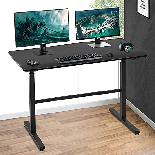 Adjustable Standing Desk, 47″ Computer Desk Height Converter Large Desktop Stand Up Desk Fit Dual Monitor for Home Office,Black