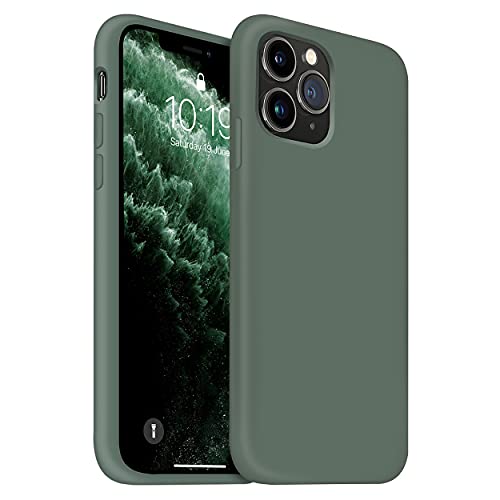 OuXul iPhone 11 Pro Case, Liquid Silicone Phone Case Compatible with iPhone 11 Pro 5.8 inch, Full Body Slim Soft Microfiber Lining Protective Case (Forest Green)
