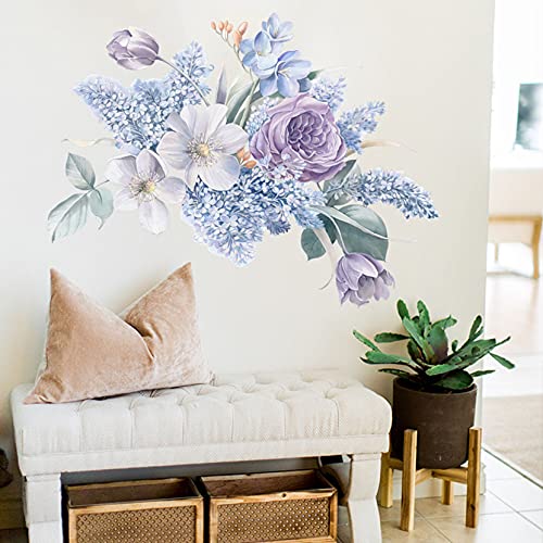 ivviooo Flower Stickers Room, Peony Rose Decal Wall, Peel Stick Colorful Floral Wall Decor, Peony Wall Art Murals, Self-Adhesive Floral Peony Wallpaper Girls Bedroom Kids Living Room Bathroom (F007D)