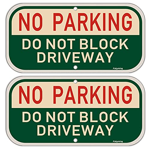2 Pack No Parking Do Not Block Driveway Sign 12 x 6 Inches Do Not Block Active Driveway Sign Metal Reflective Rust Aluminum Weatherproof Fade Resistant UV Protected Easy Mounting Indoor Outdoor Use