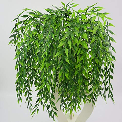 DUDNJC 5pcs Artificial Weeping Willow, 20in Fern Persian Rattan, UV Resistant Plastic Plants Greenery Leaves Fake Hanging Vine Faux Ivy, Garden Door Wall Baskets Wedding Party Table Decor