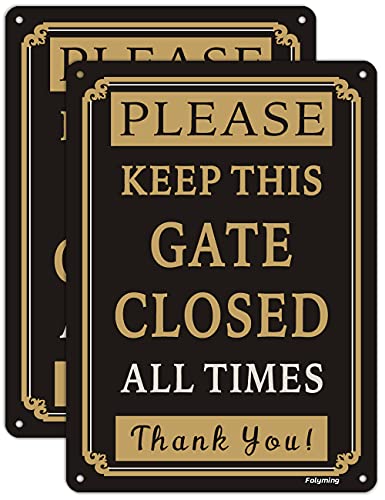 2 Pack Please Keep Gate Closed At All Times Signs 10 x 7 Inches Metal Reflective Rust Aluminum Weatherproof Fade Resistant UV Protected Durable Ink Easy Mounting Indoor Outdoor Use