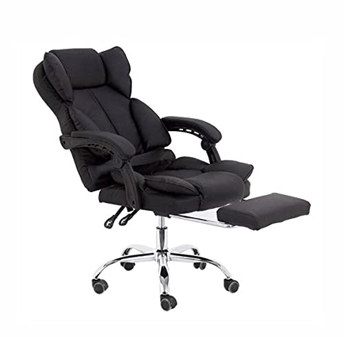 Comfty Padded Headrest and Chrome Base Deluxe Executive Leather Office Chair, 42.52”-45.67, Black