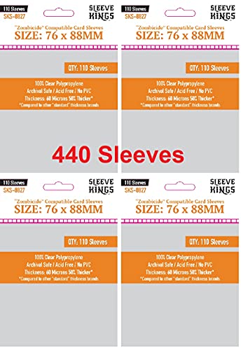 Sleeve Kings “Zombicide Compatible” Sleeves 76 X 88 mm (4×110 Pack, 440 Sleeves)