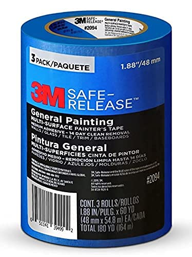 3M Original Blue Painters Tape 3 Pack – Masking Tape for Painting, Crafts and DIY – Professional Grade Paint Tape, UV Resistant, Multi-Surface Safe Release