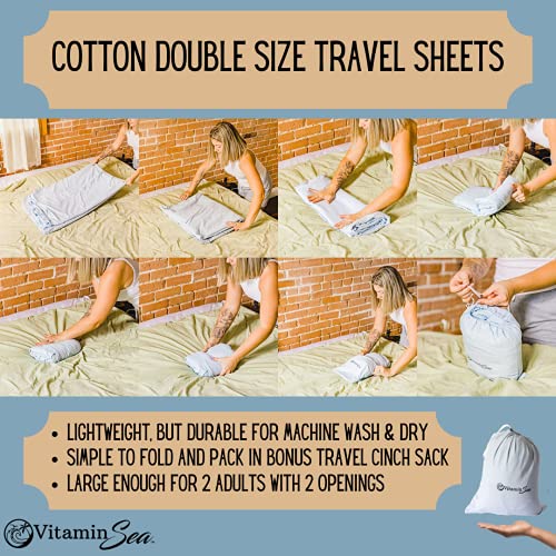 Blue Double Sleeping Bag Liner | Sleeping Bag Liners are Great Spring Break Essentials | Sleep Sack Adult | Travel Sleep Sack for Adults | Sleeping-Bag Liner for Adults | Travel Sheets For Hotels | The Storepaperoomates Retail Market - Fast Affordable Shopping