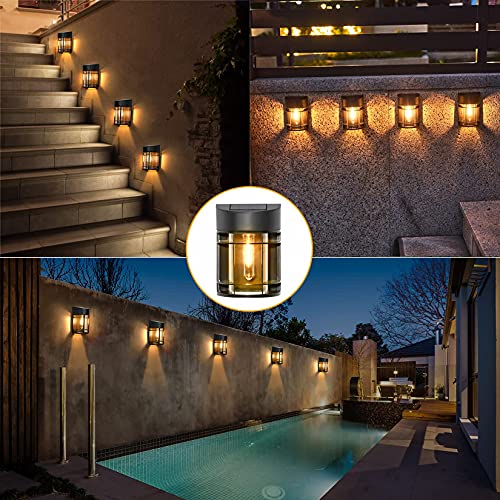Mancra Solar Fence Lights Outdoor, 6 Pack Solar Deck Lights LED Tungsten Filament Bulb Solar Wall Lights Patio Decor Garden Decor, 3000K | The Storepaperoomates Retail Market - Fast Affordable Shopping
