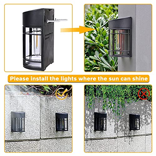 Mancra Solar Fence Lights Outdoor, 6 Pack Solar Deck Lights LED Tungsten Filament Bulb Solar Wall Lights Patio Decor Garden Decor, 3000K | The Storepaperoomates Retail Market - Fast Affordable Shopping