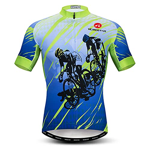 Weimostar Men’s Cycling Bike Jersey Short Sleeve with 3 Rear Pockets- Moisture Wicking, Breathable, Quick Dry Biking Shirt