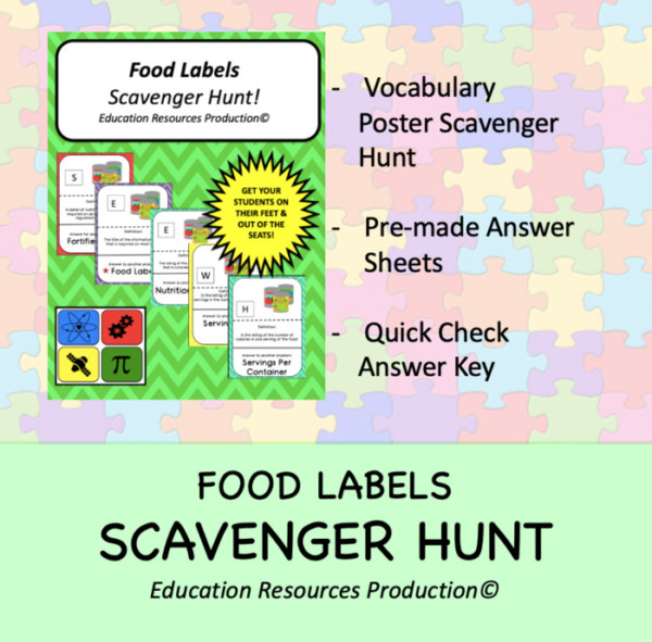 Food Labels Scavenger Hunt Activity
