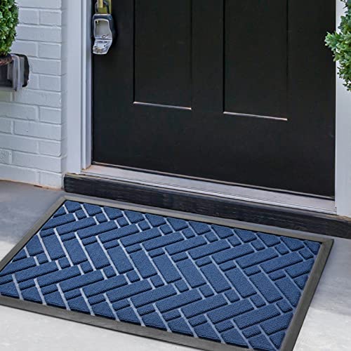 Welcome Mats Outdoor, Durable Heavy Duty Rubber Non-Slip Outdoor Mats for Home Entrance, Low-Profile Front Back Indoor Outdoor Doormat, Easy Clean Patio Entryway Rugs for All-Season Weather 24″X35″