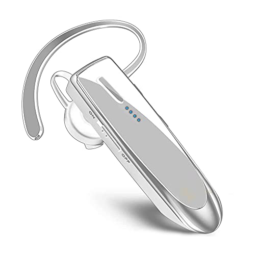 Tek Styz Headset Compatible with Samsung Galaxy S20 FE 5G in Ear Bluetooth 5.0 Wireless Earpiece, IPX3 Waterproof, 24h Dual Microphones, Noise Reduction (White/Silver)