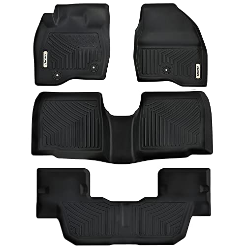 OEDRO Floor Mats 3 Row Fits for 2015-2019 Ford Explorer Without 2nd Row Center Console, TPE All-Weather Guard Includes 1st 2nd and 3rd Row Full Set Liners