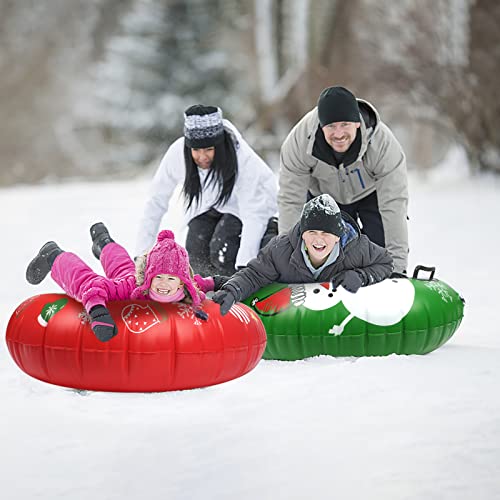 SANKUU Snow Tubes for Kids,36 Inches Inflatable Snow Sleds for Kids, Heavy Duty Inflatable Snow Tube 0.6mm Thick Wear-Resistant Sledding Tubes for Winter Outdoor Sports (‎2 Pack Christmas) | The Storepaperoomates Retail Market - Fast Affordable Shopping