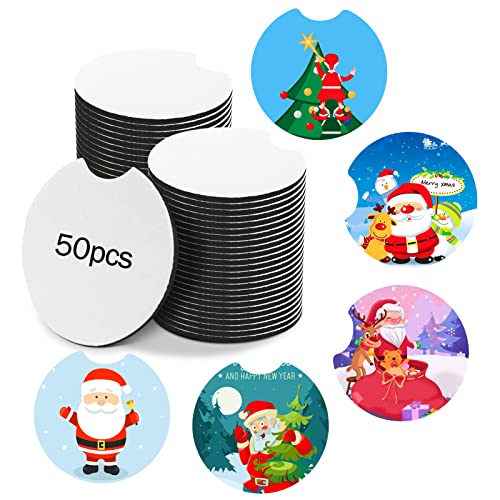 50Pcs Sublimation Blanks Products – Sublimation Cup Coasters Blanks 2.75 Inch for DIY Crafts Car Cup Coasters Painting Project Sublimation Accessories