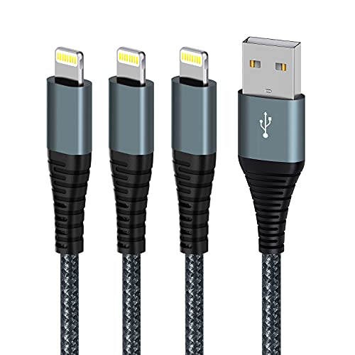 iPhone Charger Cable 6ft 3Pack, [Apple MFi Certified ] Lightning Cable Nylon Braided USB Fast iPhone Charging Cables Cord Compatible with iPhone14/13/12/12Pro/12ProMax/11/11Pro/XS MAX/XR/XS/X/8/7
