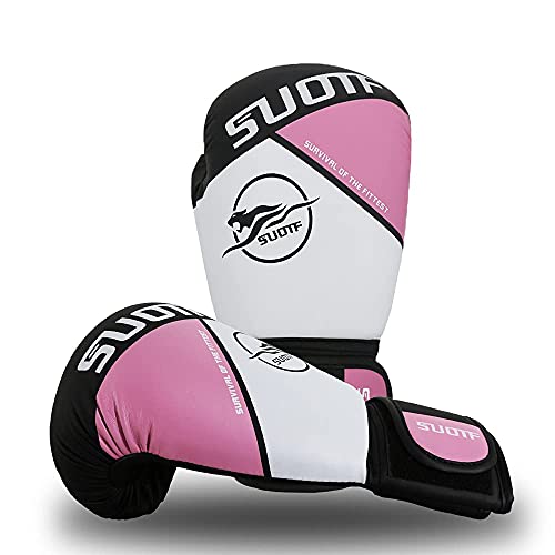 SUOTF Boxing Gloves for Women Punching Bag Gloves Muay Thai Adults MMA Training Gloves Men Pink 10oz