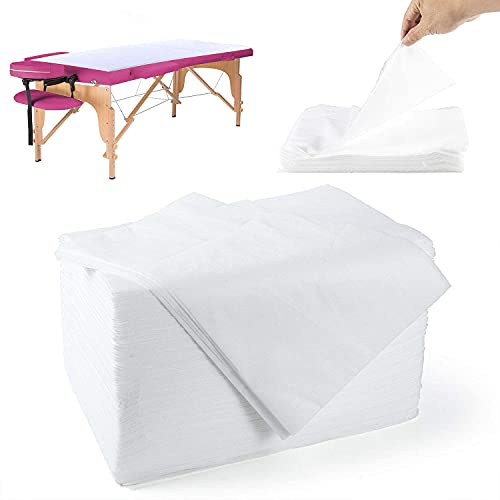 100PCS Spa Bed Sheets Disposable Massage Table Sheet Waterproof Bed Cover Non-woven Fabric, 31″ X 71″ White
