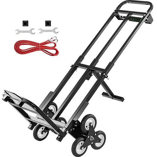 BestEquip Stair Climbing Cart 460lbs Capacity, Portable Folding Trolley with 6 Wheels, Stair Climber Hand Truck with Adjustable Handle for Pulling, All Terrain Heavy Duty Dolly Cart for Stairs
