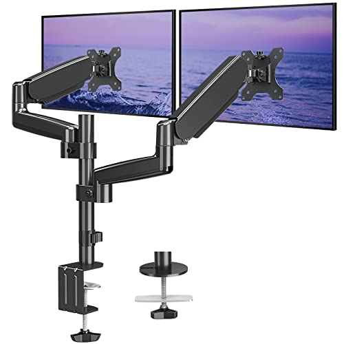 MOUNT PRO Dual Monitor Mount for 13-32″ Computer Screen, Height Adjustable Gas Spring Monitor Arm for 2 Monitors, Heavy Duty Monitor Stand Holds up to 17.6lbs Each, VESA Mount 75×75/100×100