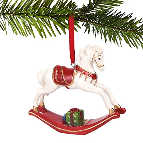 Decorative Hanging Ornaments Christmas Decoration – Home Christmas Rocking Horse Ornament Figurine 4.13*0.98*3.34 Inch Newman House Studio