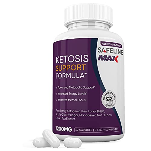 Safeline Keto Max 1200MG Pills Ketogenic Supplement Includes goBHB Apple Cider Vinegar Macadamia Nut Oil and Green Tea Advanced Ketosis Support for Men Women 60 Capsules