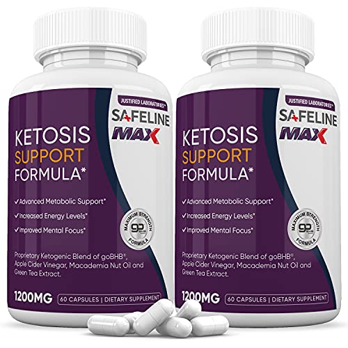 (2 Pack) Safeline Keto Max 1200MG Pills Ketogenic Supplement Includes goBHB Apple Cider Vinegar Macadamia Nut Oil and Green Tea Advanced Ketosis Support for Men Women 120 Capsules