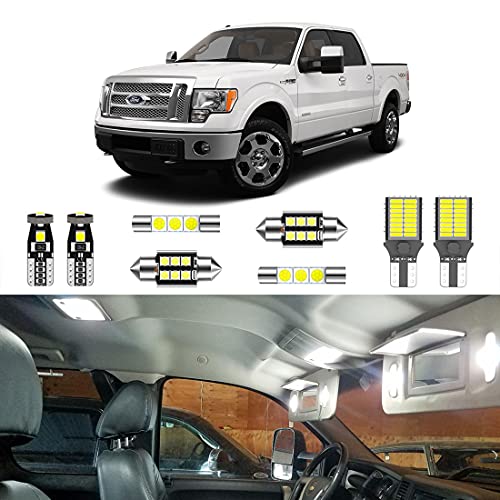 LIGHSTA 9PCS Super Bright White LED Interior Light Kit Package for Ford F150 2009 2010 2011 2012 2013 2014 + Cargo Lights + License Plate Lights and Install Tool