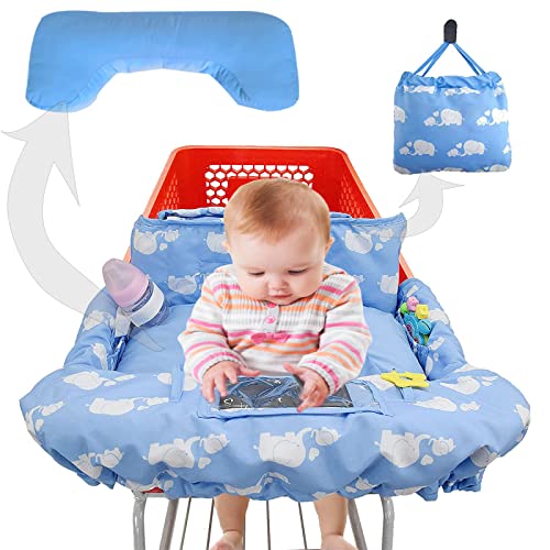 Pozico Shopping Cart Cover for Baby or High Chair Cover,Baby Shopping Cart Cover Machine Washable/Free Portable Cloth Bag and Soft Pillow