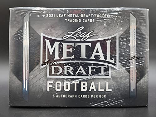 2021 Leaf Metal Draft Football box (FIVE Autograph cards/bx)