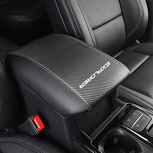 LEXLEY Armrest Box Cover Center Console Pad Waterproof Anti-Scratch Leather Protector Covers For Ford Explorer 2020 2021 2022 2023-Carbon fiber