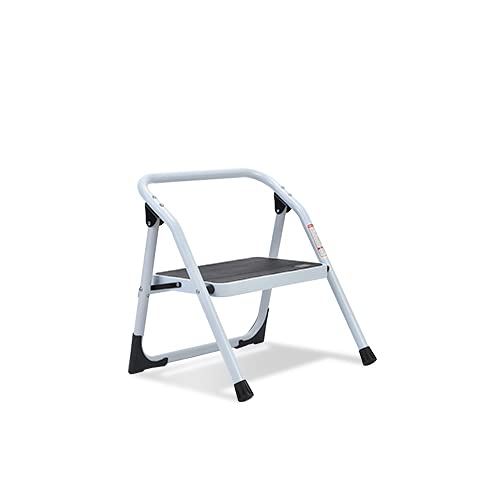 1-Step Ladder Folding Step Stool with Anti-Slip Sturdy and Wide Pedal Stepladder Multi-Use for Home and Kitchen Space Saving (White)