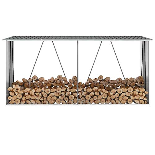 NusGear Garden Log Storage Shed Galvanized Steel 130″x33″x60″ Gray , Material: Galvanized Steel -859