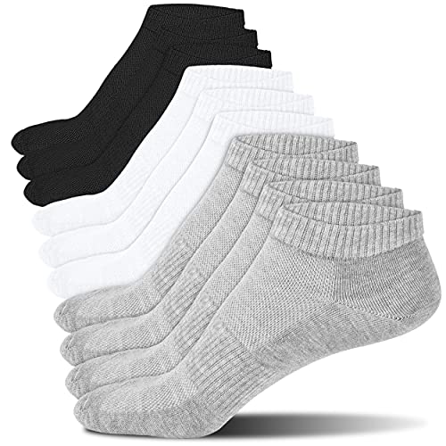 Cozi Foot 10 Pairs Women Ankle Socks Athletic Soft Low Cut Socks (Shoe Size: 9-11, C03-Black/White/Gray)
