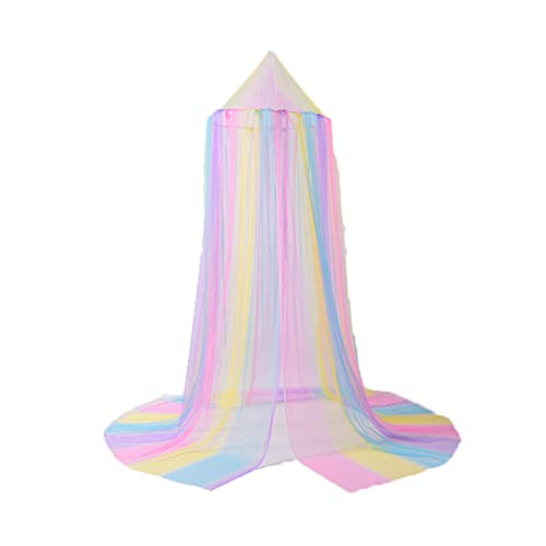 HEVIRGO Bed Canopy Mosquito Net, Hanging Travel Netting Curtains, Play Tent Bedding, Mosquito Net Soft Star Sequin Net Yarn Cute Canopy Crib Curtain for Baby Room – Rainbow Color