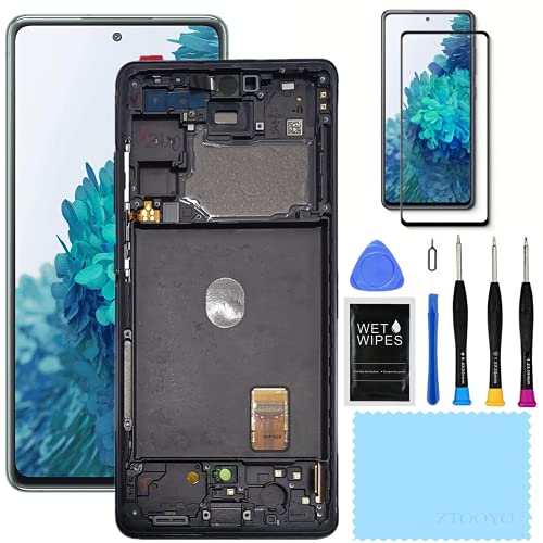 AMOLED For Samsung Galaxy S20 FE 5G screen replacement kit for samsung s20FE screen replacement LCD Display Touch Screen Digitizer SM-G781U1/DS G781A G781W 6.5 inch (Black With Frame)