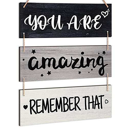 You are Amazing Remember That Sign Farmhouse Inspirational Wooden Wall Sign for Women Inspirational Gifts Friends Female (Classic Color)