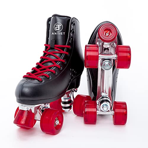Classic Double-Row Women’s Roller Skates, ABEC-7 Bearings, PU Leather, Suitable for Indoor and Outdoor use (Black Wine red, US 9 – 10.48in/265mm)