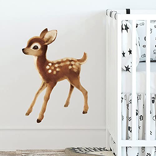 ROFARSO Lifelike Cute Lovely Fawn Baby Deer Animal Wall Stickers Removable Wall Decals Peel and Stick Wall Art Decorations Home Decor for Kid Nursery Baby Bedroom Living Room Playing Room Murals