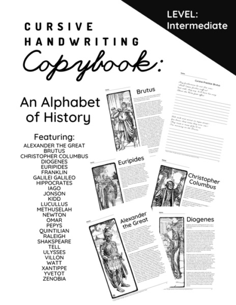 Cursive Handwriting Copybook for Teens: An Alphabet of History