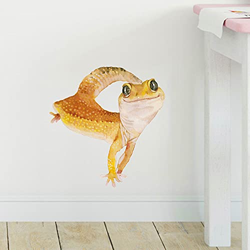ROFARSO Lifelike Cute Lovely Smiling Lizard Gecko Animal Wall Stickers Removable Wall Decals Peel and Stick Wall Art Decorations Home Decor for Kid Nursery Baby Bedroom Living Room Playing Room Mural