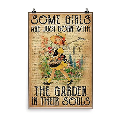 SIGNCHAT Some Girls are Just Born with The Garden in Their Souls Little Girl Poster Decor Vintage Tin Sign Metal Signs 8X12 Inches