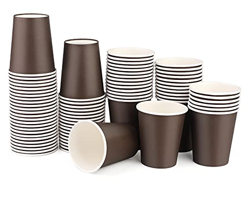 BALDCC 75 Packs of Brown Paper Hot Cups, 8 Oz Disposable Paper Cups, Hot Coffee Cups, Beverage Cups, Suitable for Offices, Home Kitchens, Coffee Shops（Brown）