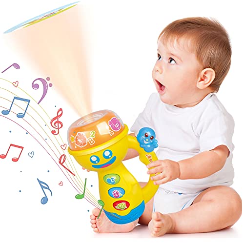 HISTOYE Kids Musical Flashlight Toys for Toddler Night Light Projector Toys for Baby Boy Girl 12-18 Months Pacify Flashlight Baby Toys with Lights and Music Toy Gifts for 1 2 3 4 Year Old Girl Boy