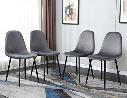 WENYU Dining Chairs Set of 4, Modern Side Chairs Mid Century Dining Room Chairs Set Fabric Retro Accent Chairs for Home – Deep Grey
