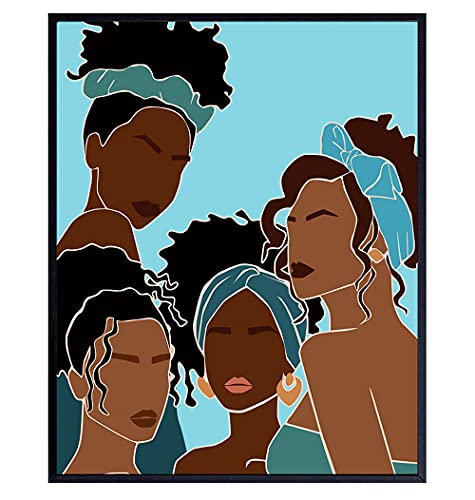 African American Wall Art – African American Bathroom Wall Decor – Teal Blue Bath Decorations Accessories – African American Women – Light Blue Decor -Black Woman -Black Culture Gifts -Black Wall Art