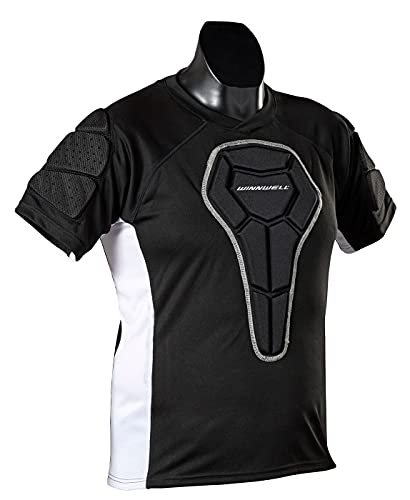 Winnwell Padded Shirt- Protective Chest, Back & Shoulder Pad Shirt for Inline Roller & Ice Hockey, Paintball, Football,Soccer Black