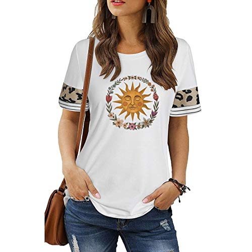 Womens Print T Shirts Graphic Short Sleeve Crewneck Loose Casual Summer Tees | The Storepaperoomates Retail Market - Fast Affordable Shopping