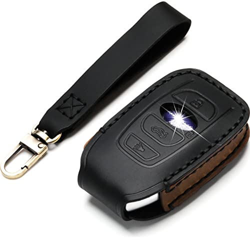 ZiHafate Leather Cover Key Fob Case Compatible with Subaru Keyless Remote Control Forester Impreza Outback WRX BRZ Legacy and XV Crosstrek etc. (A-Black)