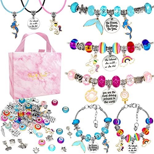 CH HAICHENG DIY Charm Bracelet Making Kit for Girls, Unicorn Bracelet Kit, Mermaid Candy Unicorn Jewelry Making Kit for Girls 8-12 Christmas Birthday Gift for Girls